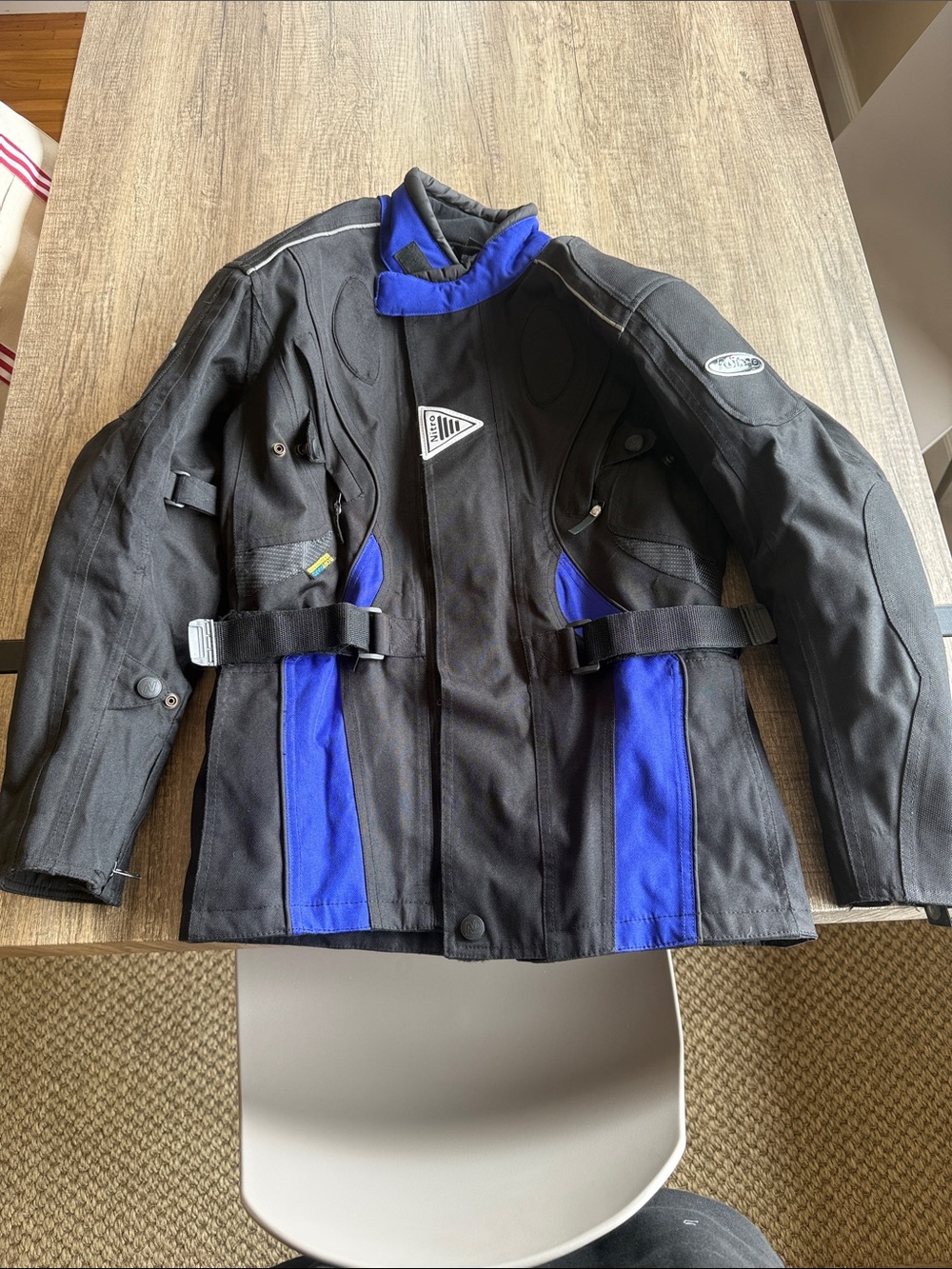 Men's Black & Blue Motorcycle Jacket - Unbranded